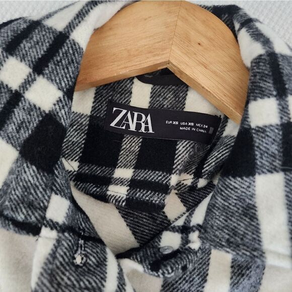 Zara plaid shacket oversized pockets shirt jacket new without tag - Picture 10 of 16